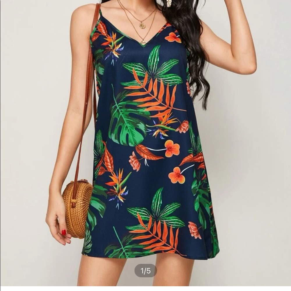 Palm Leaf Resort Wear Slip Dress